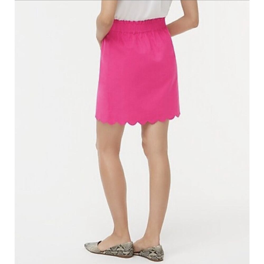 J. Crew Women's Size 0 Scalloped Linen Cotton Pink Elastic Waist Skirt NWT - Picture 3 of 12
